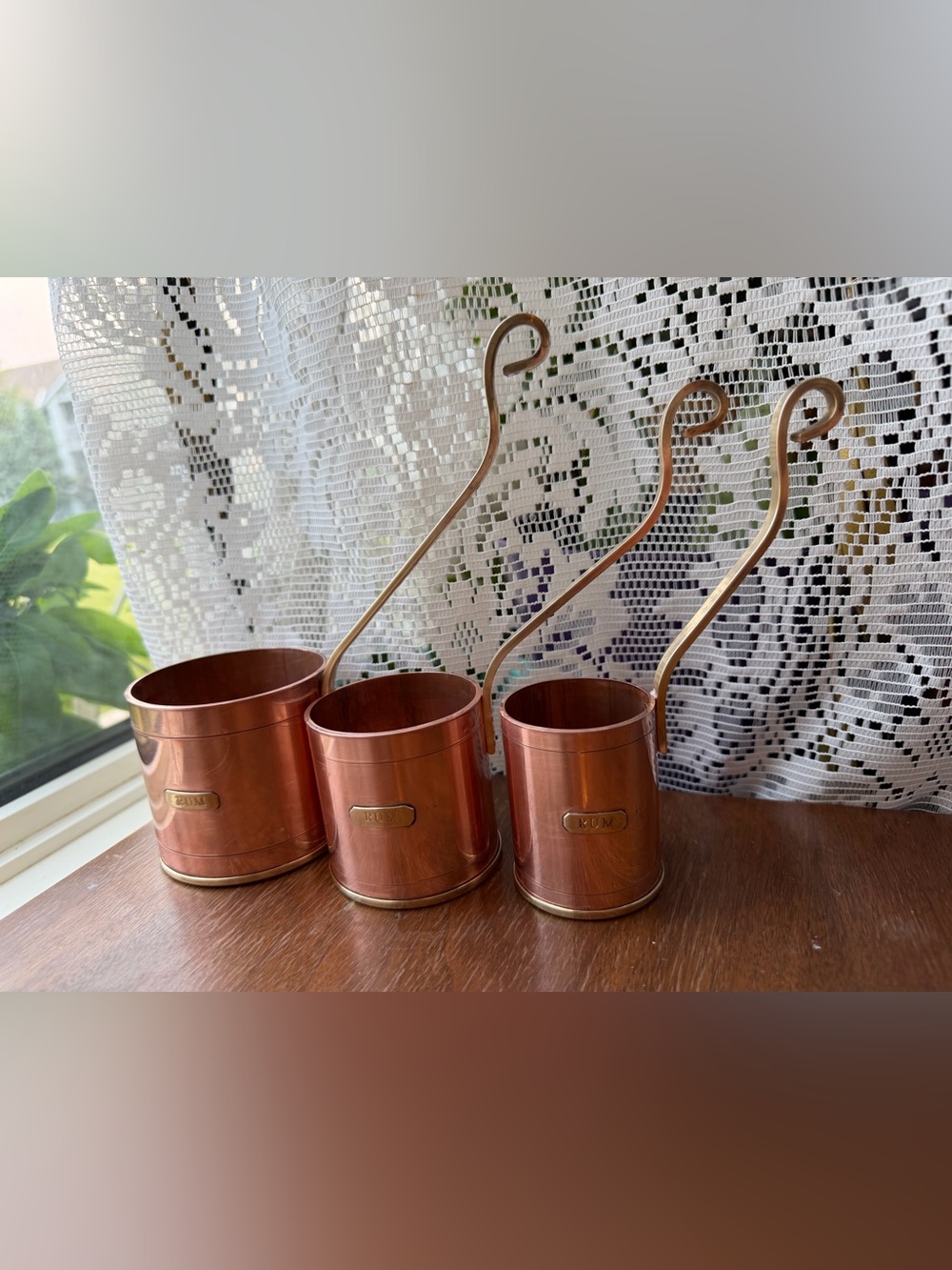 Vintage set of 3 RUM copper and brass dippers